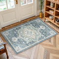 Amada Small 2x4 Washable Area Rug for Entryway (2' x 4' (Runner) / Blue/Yellow)
