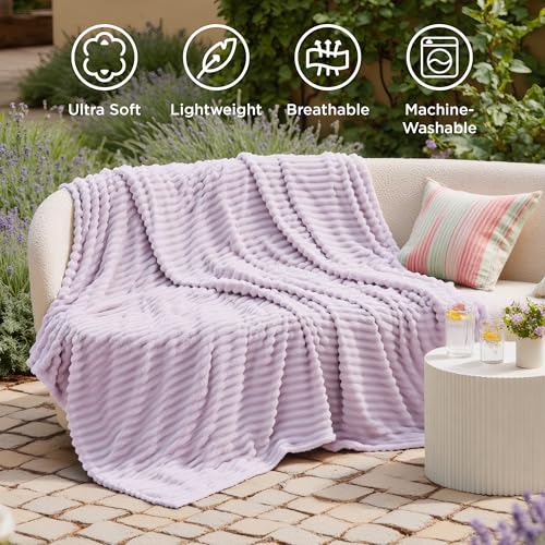 Soft Twin Blanket for Bed Decor Gifts Lavender Fog 60"x80" (Lavender Fog / Twin)