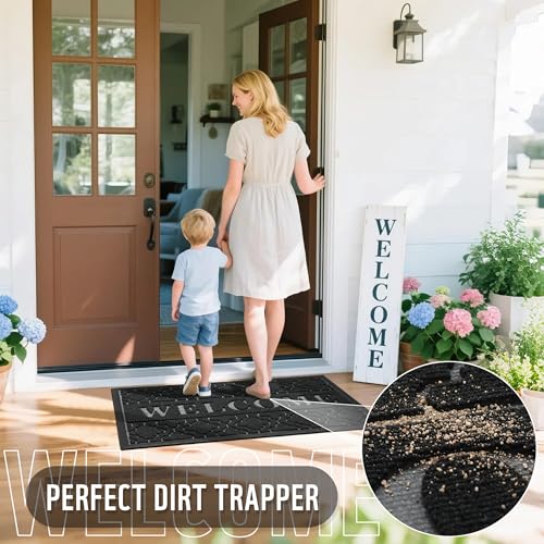 Large Welcome Door Mat (36x24 Inch / Black)