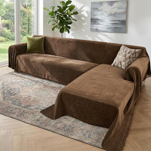 2 Pieces Sectional Couch Covers L Shaped Cover XXXL Coffee (Coffee / 71"×118"+91"×134")