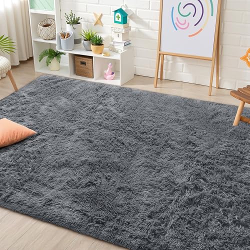 Area Rugs for Living Room Bedroom (4x5.9 Ft / Light Grey)