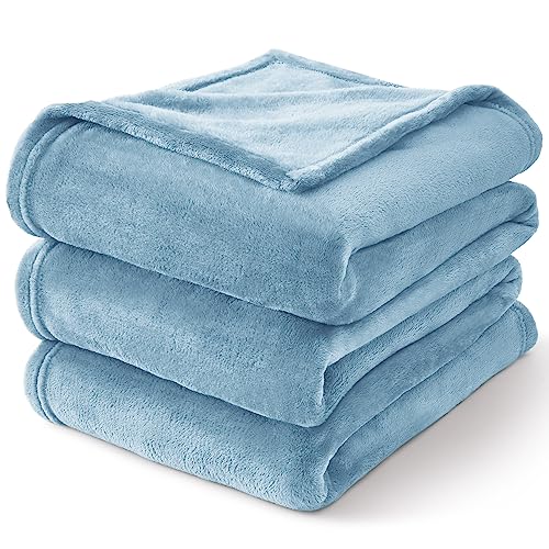 Fleece Blanket Soft Plush Throw for Couch Washed Blue 50"x60" (Washed Blue / Throw(50"x60"))