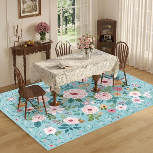 5x7 Area Rugs (Teal / 5' x 7' (Rectangular))