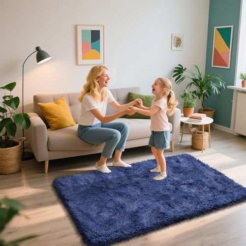 3x5 Area Rug for Bedroom (Blue / 3' x 5' (Rectangular))