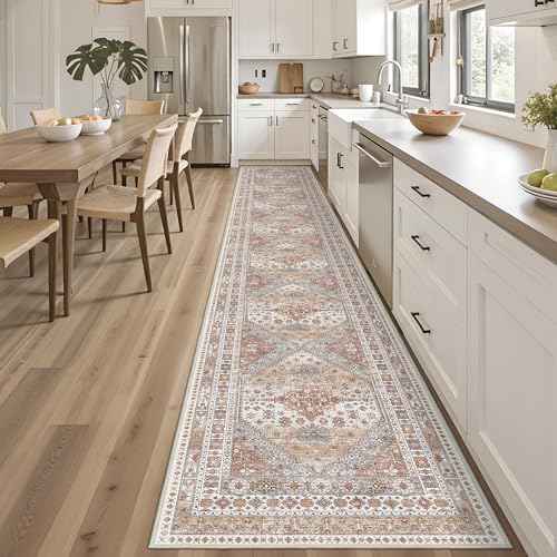3x20 Long Runner Rugs for Hallway Vintage Washable Rug (Orange / 3' x 20' (Runner))