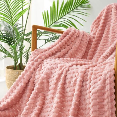 3D Fleece Twin Size Blanket for Bed (Dusty Pink / Twin ( 90x66 IN ))