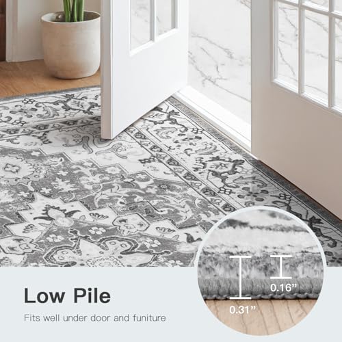 6x9 Area Rugs for Living Room Bedroom (Floral Grey / 6' x 9' (Rectangular))