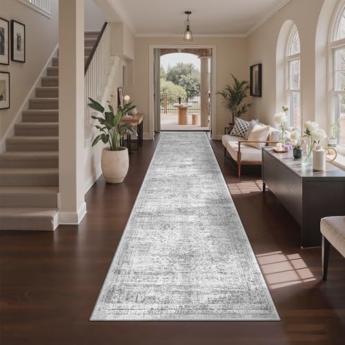 3x10 Runner Rug Non Slip (Grey/Ivory / 3' x 10' (Runner))