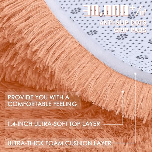 Muted Orange Round Rugs for Bedroom (4 Ft Round / Muted Orange)