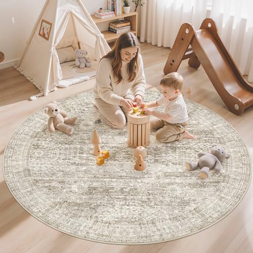 6x6 Brown Round Rug 6ft Circle Living Room Area Rugs Non (Brown / 6' (Round))