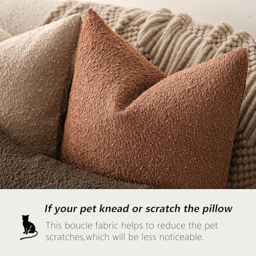 Decorative Textured Boucle Throw Pillow Cover 24x24 Burnt Orange (24" x 24" (Pack of 2) / Autumnal)