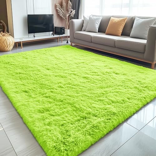 5x7 Machine Washable Large Area Rugs for Living Room (5x7 Ft / Lime Green)