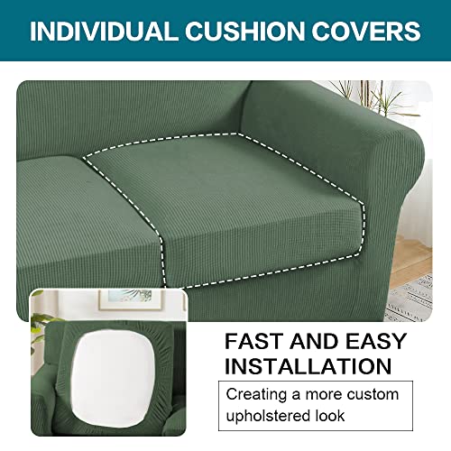 4 Piece Sofa Covers for 3 Cushion Couch Sofa Slipcover Soft Couch Cover for Dogs (Sofa (3 Cushion) / Loden Frost)