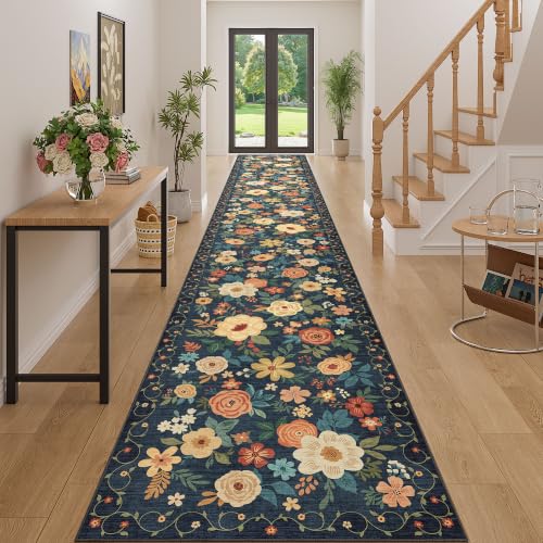 3x20 Runner Rug for Hallway (Navy Blue / 3' x 20' (Rectangular))