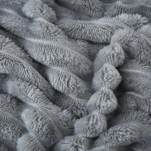 Grey Fleece Throw Blanket 60”×80” for Couch Sofa Livingroom (Grey / 60×80inch)