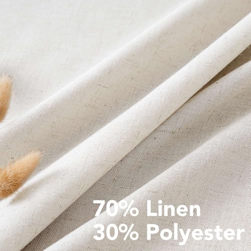 Elegant Natural Linen Blended Energy Efficient Light Filtering Linen Textured Curtains (52"W x 54"L (Pack of 2) / Heathered Natural)