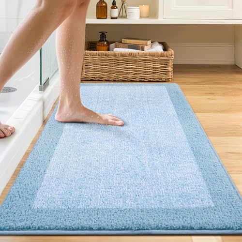 48x24 Bathroom Rugs Non Slip Washable (Light Blue / 2' x 4' (Rectangular))