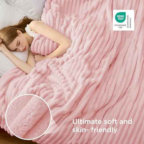 Soft King Size Blankets for Bed Coral Pink 108"x90" (Coral Pink / King)