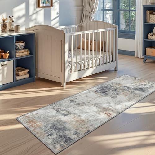 Washable 2x6 Non (Grey / Brown / 2' x 6' (Rectangular))