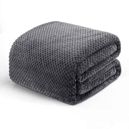 Large Waffle Fleece Throw Blanket for Couch (Gray / 50x70 in)