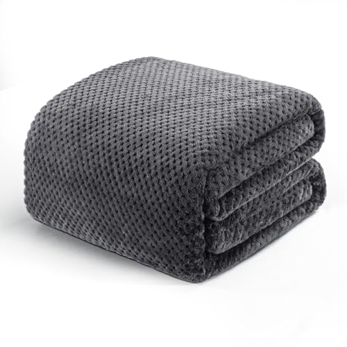 Soft Waffle Fleece Bed Blanket Queen Size (Gray / 90x90 in)