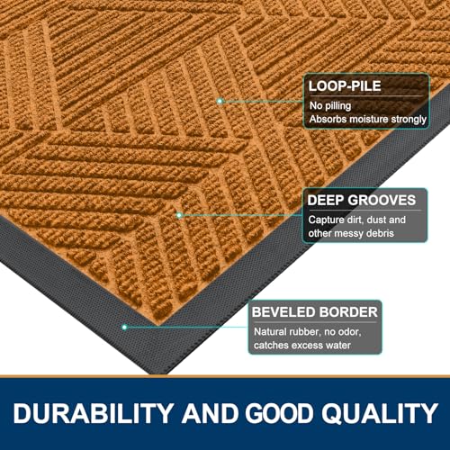 Front Door Mat Outside Entrance (Amber / 35" X 23")