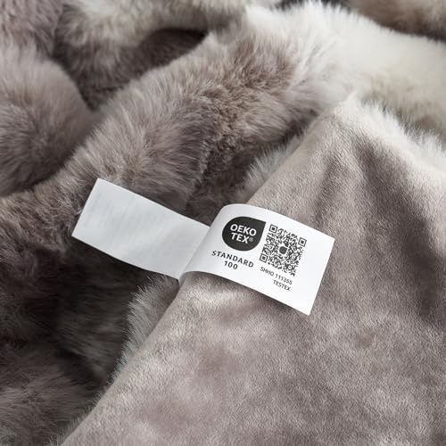 Faux Fur Throw Blanket for Couch (Tie-dye Taupe / Throw(50" x 60"))