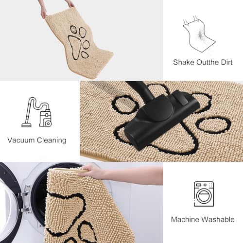 Dog Door Mat for Muddy Paws (30"X20" / Beige and Black)