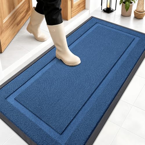 Front Door Mat Outside 47x23 (Navy Blue / 47" x 23")