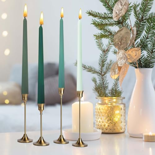 10in Gradient Taper Candles Set of 4 Pack Tapered Candle (Green gradient / 10 inch)