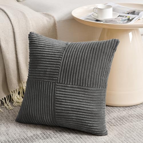 2 Packs Dark Gray Decorative Throw Pillow Covers 18x18 Inch for Living Room Couch Sofa (Dark Gray / 18" x 18" (Pack of 2))