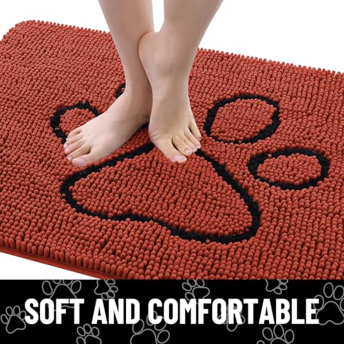 Dog Door Mat for Muddy Paws (48"X30" / Maple Red and Black)