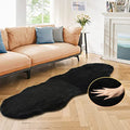 Black Shag Washable Fluffy Fur Area Rugs for Bedroom Living Room Faux Rabbit Fur Nursery Rug 2x6 Cute Shaped Rug Room Décor (2' x 6' (Oblong) / Black)