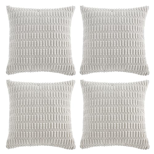 4 Packs Decorative Throw Pillow Covers for Living Room Couch Bed (20" x 20" (Pack of 4) / White)