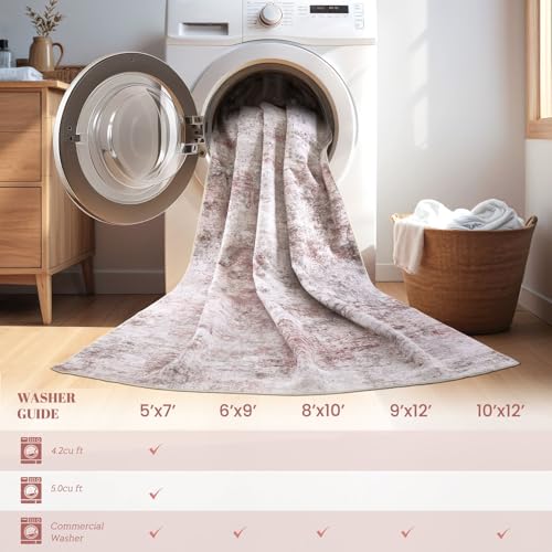 8x10 Washable Area Rug (Pink Grey / 8' x 10' (Rectangular))