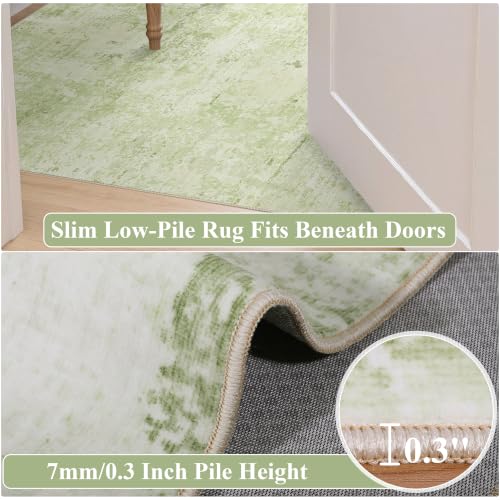 5x7 Area Rug for Living Room Soft Washable Abstract Rug (Green/Ivory / 5' x 7' (Rectangular))