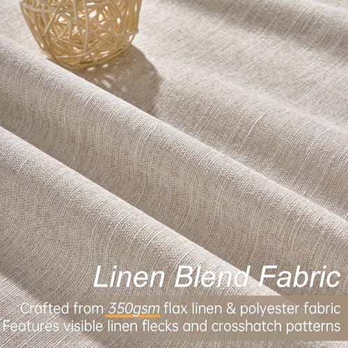 45 Inches Long Boho Linen Curtains Tiers for Small Window 2 Panels Set Thermal Saving Short Drapes for Kitchen Bathroom Curtain Hook Belt Pleated Back Tab Natural Linen (Natural Linen / 52"W x 45"L (Pack of 2))