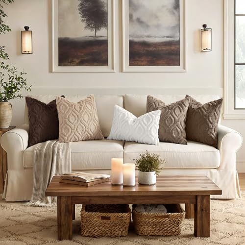 Faux Fur Soft Light Brown Throw Pillow Covers 20x20 Set of 2 (20" x 20" (Pack of 2) / Light Brown)