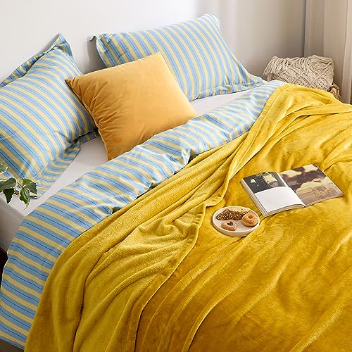 Fleece Blanket Queen Blanket Gold Yellow (Yellow Gold / Queen (90" X 90"))