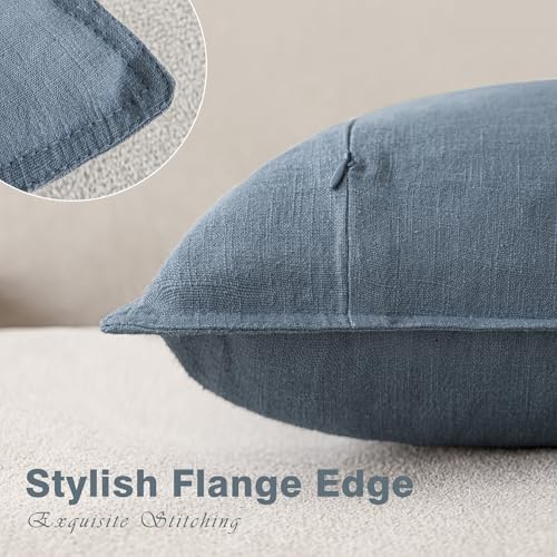 Linen Solid Decorative Throw Pillow Covers 24x24 Inch Misty Blue (24" x 24" (Pack of 2) / Spring Lake)