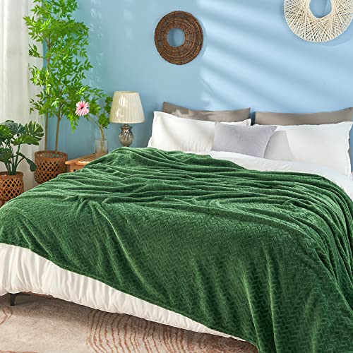 Fleece Queen Blanket for Bed (A-green / Full/Queen-90x90 IN)