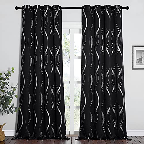 Black Out Curtains 102 inch Long 2 Panels Burg for Living Room (1 - Black / 52"W x 102"L (Pack of 2))