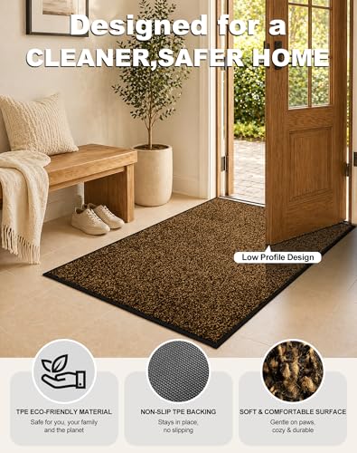 Super Absorbent Front Door Mat (Brown / 1'8" x 2'8" (Rectangular))