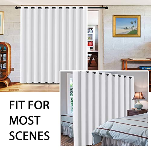 White Curtains for Sliding Glass Door Room Divider Curtains Noise Reduce Barrier Privacy Curtain Panel Portable Window Screen Sliding Partition (180"W x 96"L (Pack of 1) / Pure White)