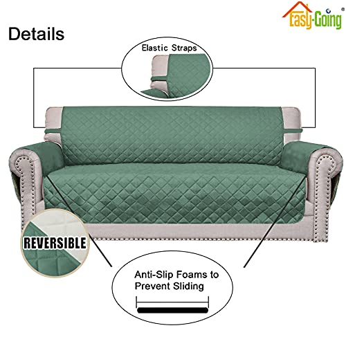 Oversized Chair Sofa Slipcover Reversible Sofa Cover Water Resistant Couch Cover Furniture Protector Cover with Elastic Straps for Pets Dog (Cyan/Ivory / Small-XL Chair)