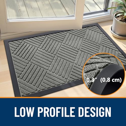 Front Door Mat Outside Entrance (29.5" X 17" / Modern Gray Diamond)