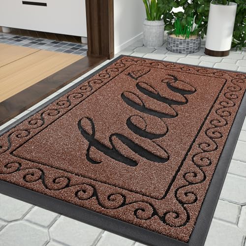 Welcome Mats for Front Door 29.5x17 (Maroon / 29.5x17 Inch)