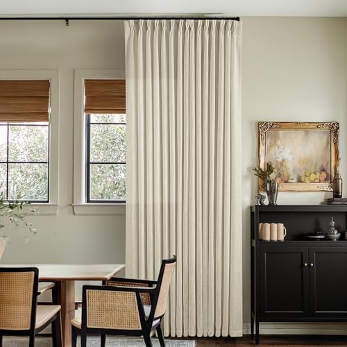 Extra Wide Pinch Pleat 100 x 90 Inch Linen Semi Sheer Curtains 1 Panel (Linen / 100"W x 90"L (Pack of 1))
