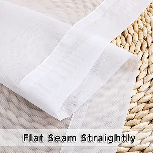 White Sheer Window Valance Curtains (White / 42"W x 14"L (Pack of 2))