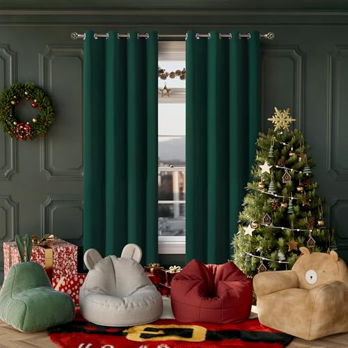 Christmas Blackout Curtains (Emerald Green / 52"W x 84"L (Pack of 2))